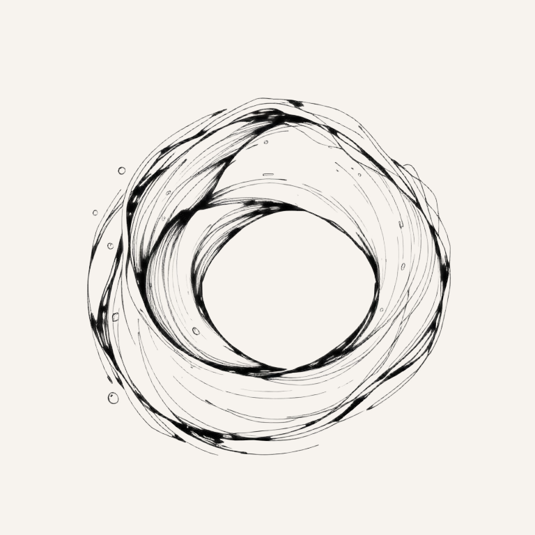 Line-art illustration of water swirling in motion